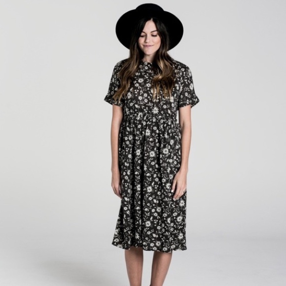 rylee + cru midnight floral dress